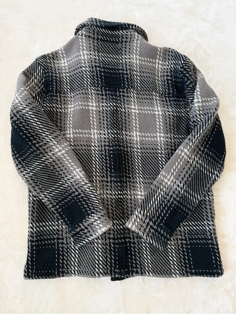 Joe’s Jeans Plaid Wool Blend Shirt Jacket Shacket Gray Black Size L
